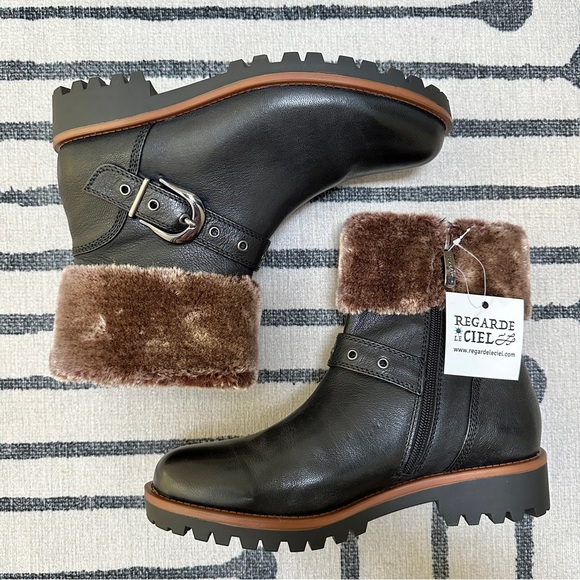 REGARDE LE CIEL NIKA-18 Furry Cuff Winter Booties - Picture 4 of 12
